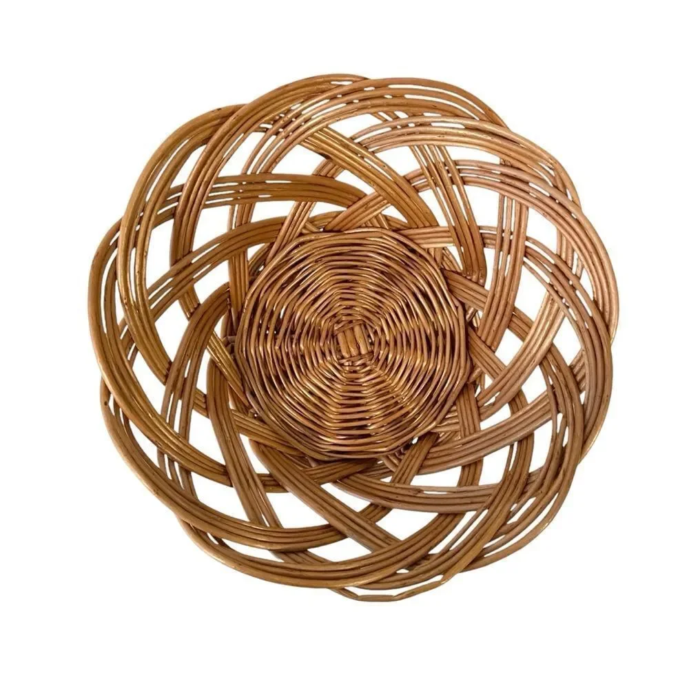 Round Woven Wicker Basket Accent Bowl